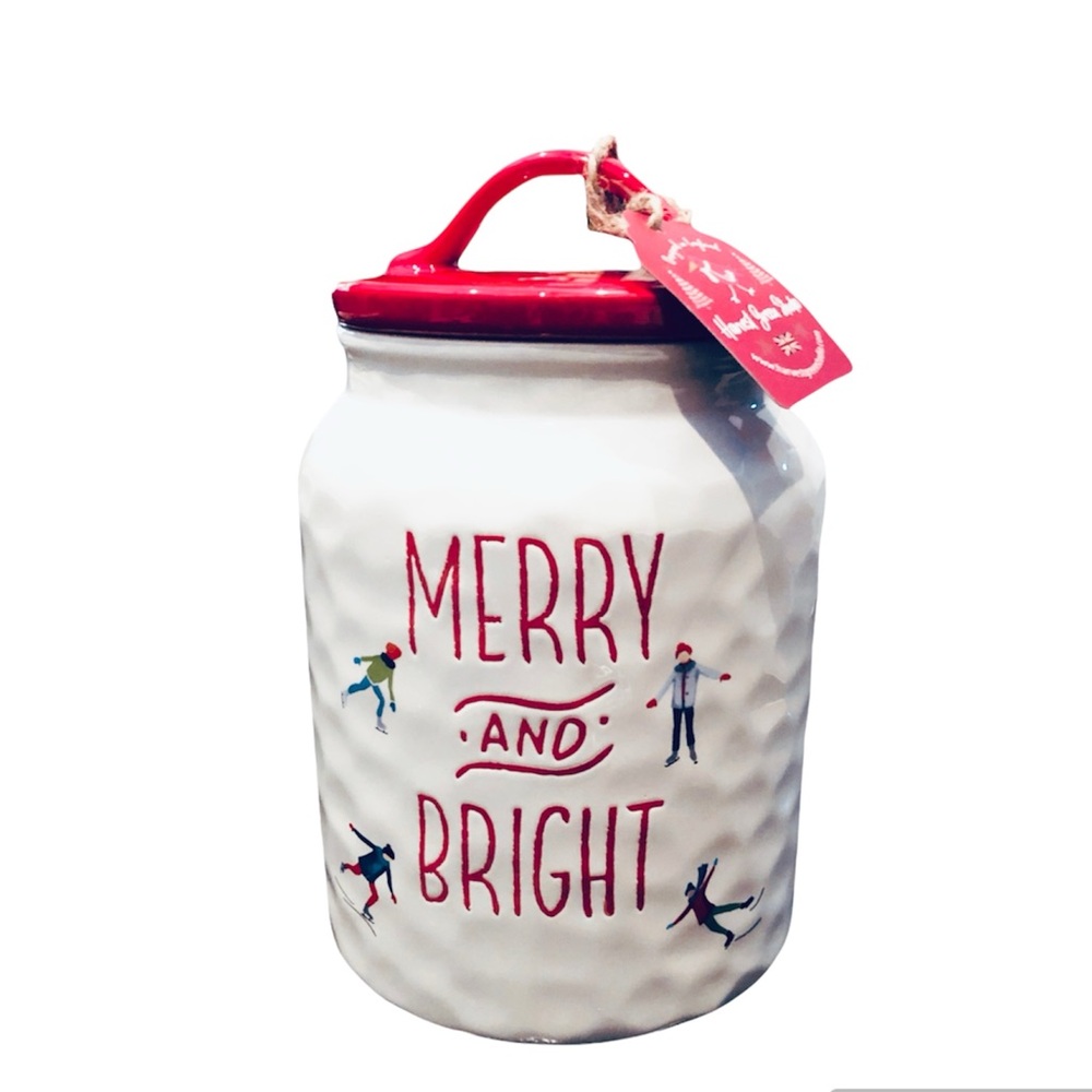 NWT Holiday Cookie Jar with Red Lid